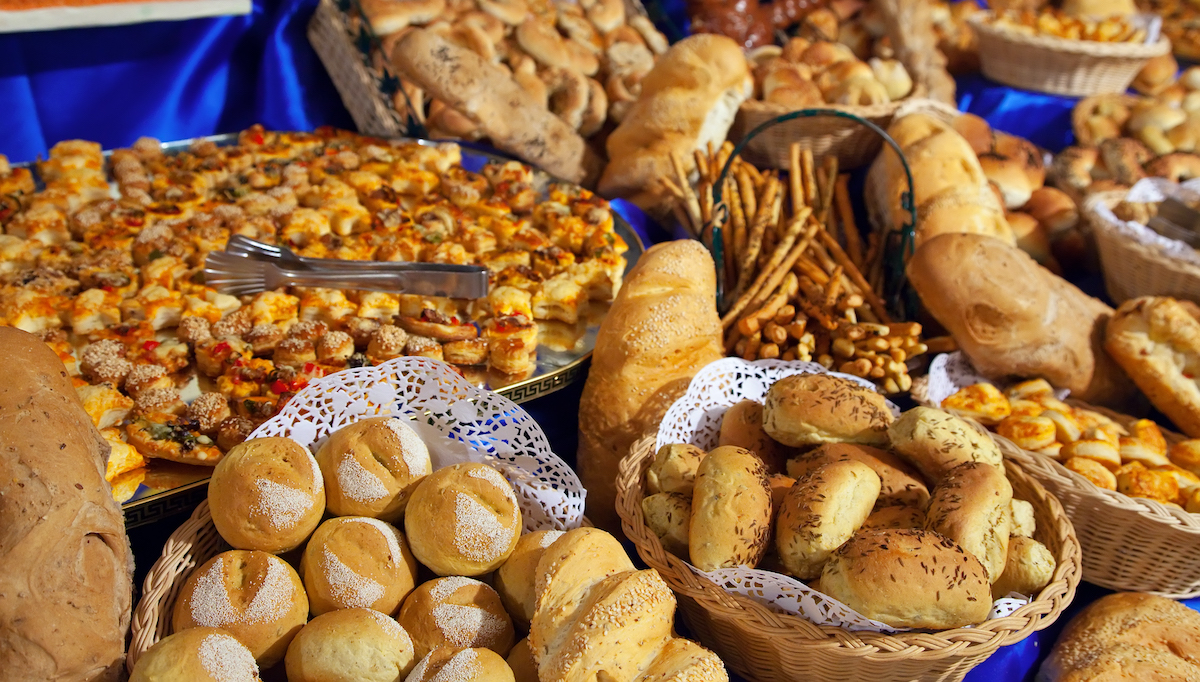 A variety of fresh baked breads and pastries.