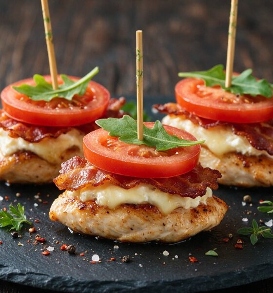 Keto chicken and bacon sliders recipe featured image, EastAfricaChef.com, bunless party sliders