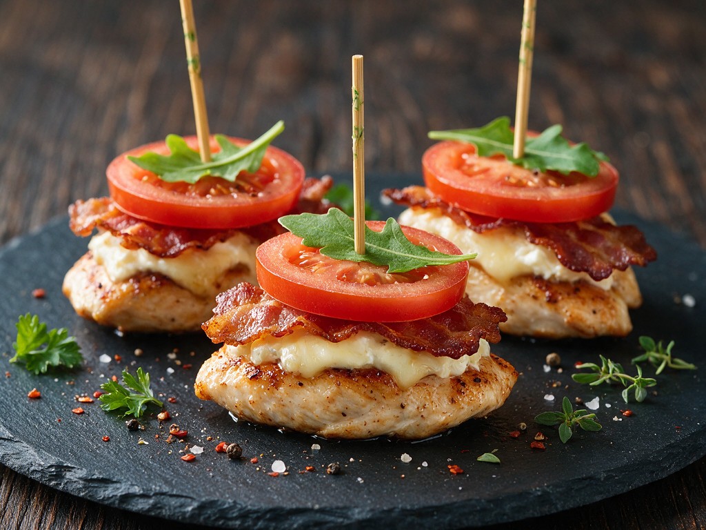 Keto chicken and bacon sliders recipe featured image, EastAfricaChef.com, bunless party sliders