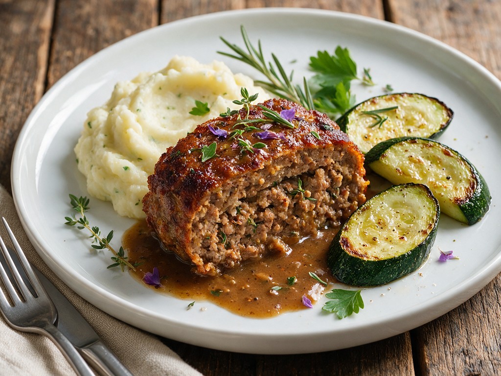 Keto comfort dinner recipe featured image, EastAfricaChef.com, meatloaf cauliflower mash zucchini