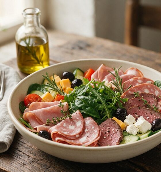 Keto deli salad recipe featured image, EastAfricaChef.com, protein-packed low-carb lunch bowl