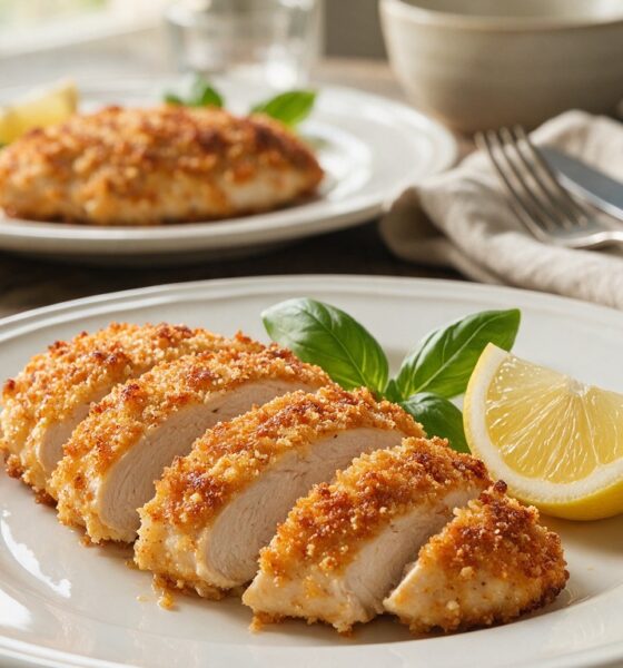 Keto parmesan crusted chicken recipe featured image, EastAfricaChef.com, crispy chicken breast